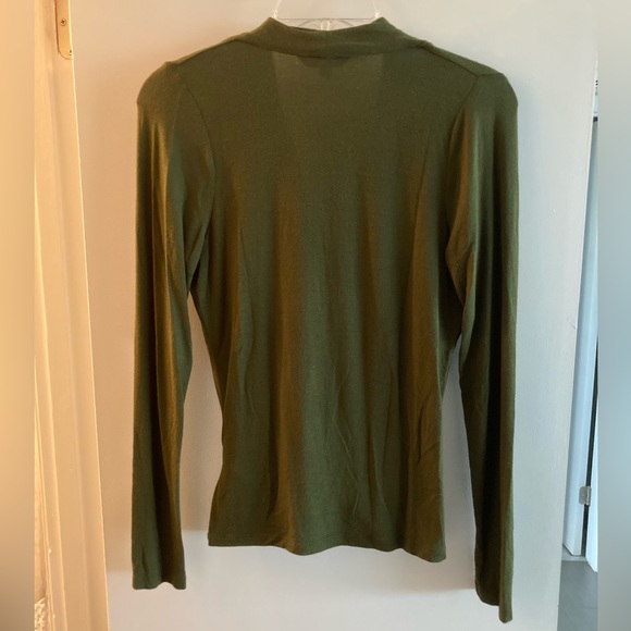 EUC - BR Hunter green wrap style top, size S - Picture 2 of 4